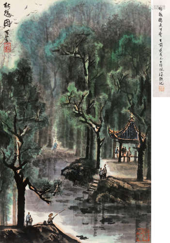 李可染（1907～1989） 林趣图 镜片 设色纸本