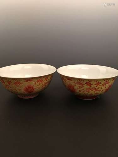 A Pair Chinese Famille Rose Flower Bowl