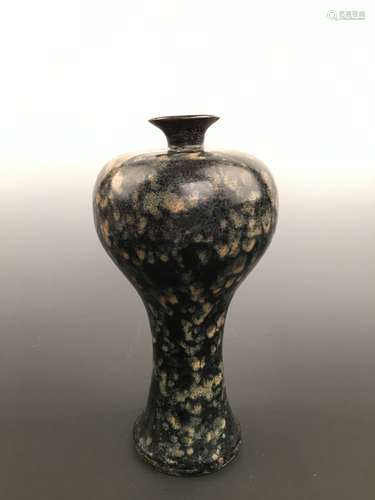 Chinese Black Glaze with Yelllow Dots Vase