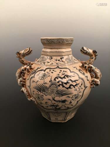 Chinese Blue and White Phoenix Jar