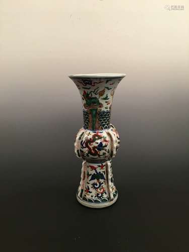 Chinese Wucai Dragon Porcelain Vase