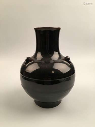 Chinese Black Glazed Porcelain Vase