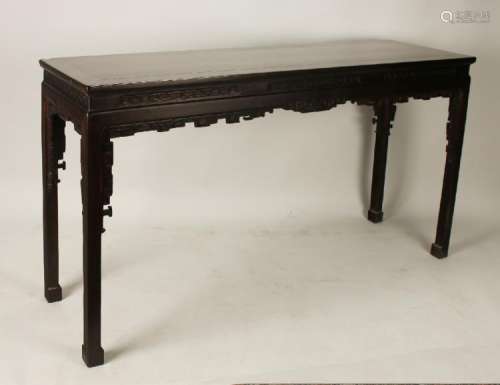CARVED QING DYNASTY ZITAN PAINTING TABLE