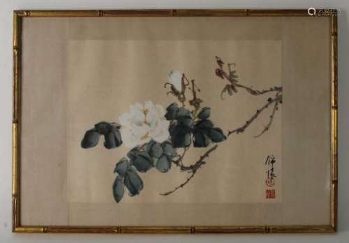 PAINTING OF WHITE ROSES