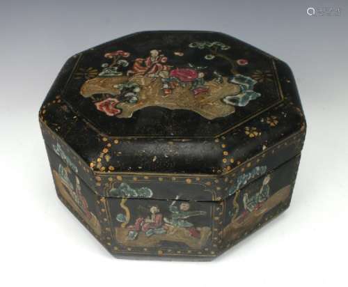 OCTAGONAL LACQUERED BOWL WITH IMMORTALS