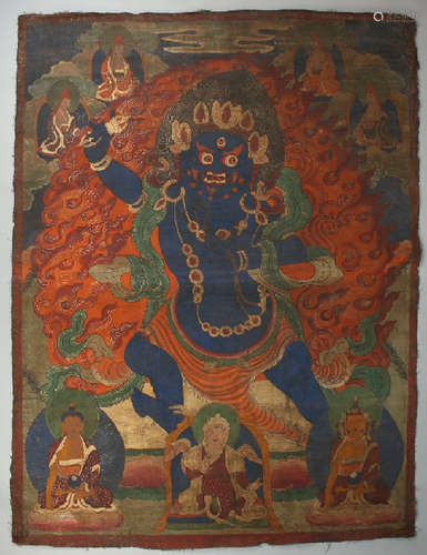 18TH C. THANGKA OF MAHAKALA