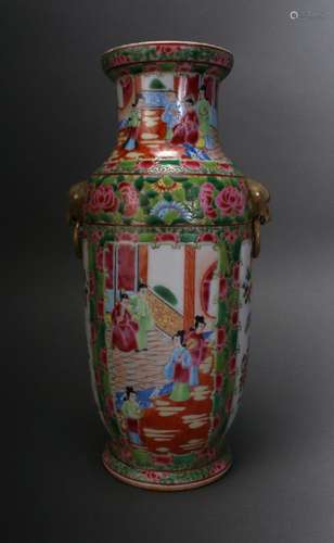 CHINESE ROSE MEDALLION EXPORT VASE