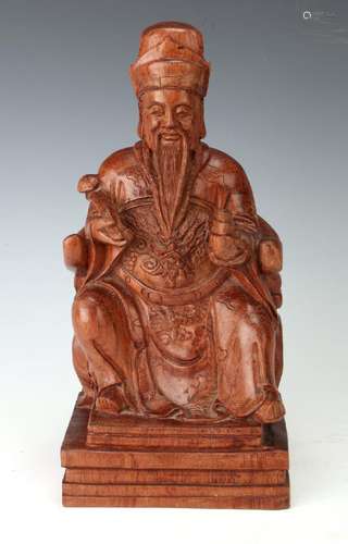 LARGE HUANGHUALI SEATED TAOIST DIETY