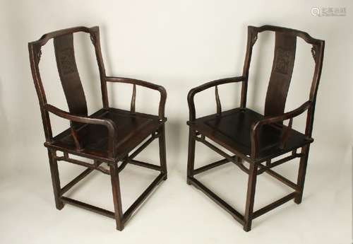 PAIR QING DYNASTY ZITAN CHAIRS