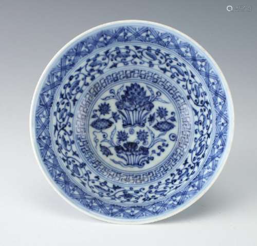 BLUE & WHITE ANTIQUE BOWL