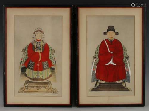 TWO CHINESE ANCESTRAL PORTRAITS
