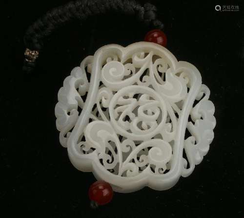 CARVED WHITE JADE PENDANT