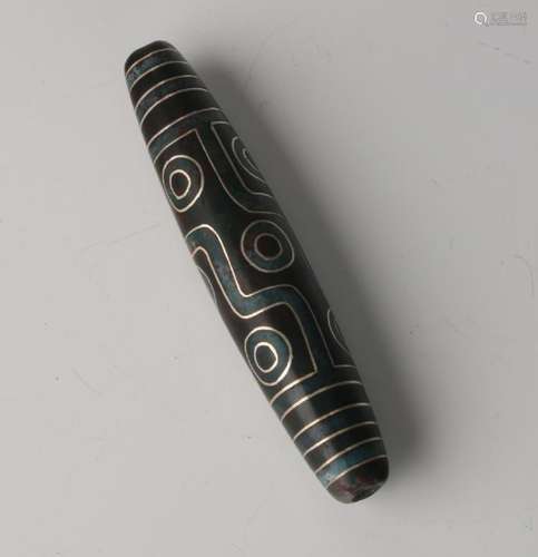 SILVER INLAY DZI BEAD