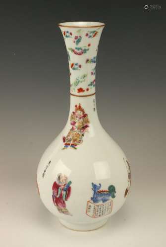 DAOGUANG WHITE WARRIOR VASE WITH CALLIGRAPHY