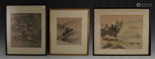 THREE FRAMED CHINESE PAINTINGS