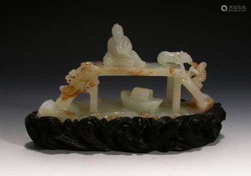 CHINESE WHITE JADE BRIDGE SCENE ON STAND