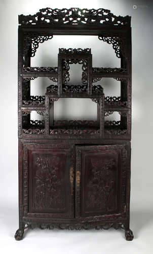 ZITAN FLOWER CARVED CABINET