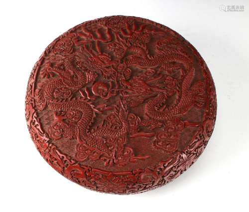 ANTIQUE CINNABAR DRAGON CONTAINER