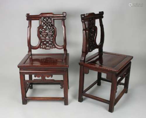 PAIR OF CHINESE ROSEWOOD CHAIRS