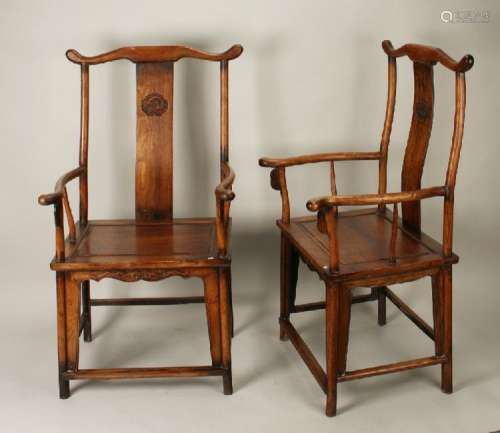 PAIR OF HUANGHUALI OFFICER HAT CHAIRS