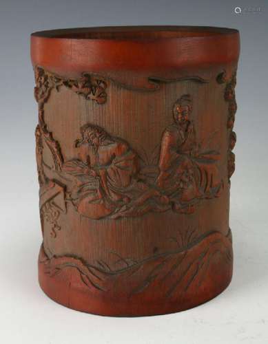 CARVED BAMBOO BRUSHPOT