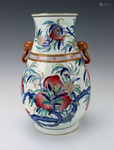 "HUNDRED DEER" SHAPE VASE WITH PEACHES