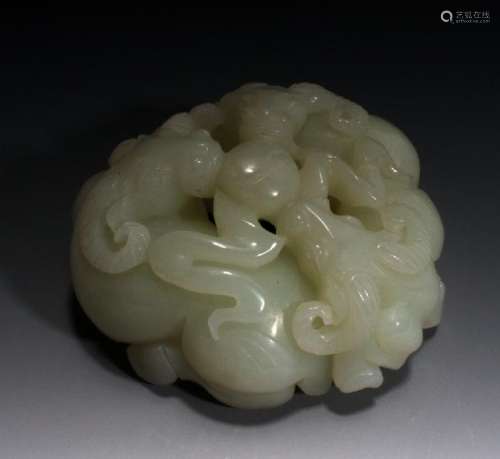 CHINESE CARVED JADE OF THREE RAMS