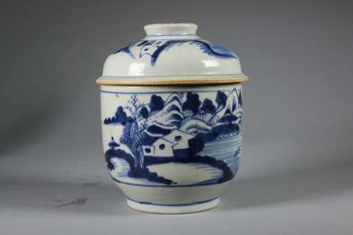A Chinese Blue and White Soup Tureen and Cover，Qing Dynasty