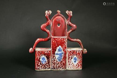 A Chinese Red Glazed porcelain Chopsticks Tube,Quanxu Period