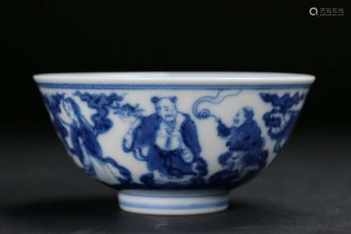 Imperial blue and white bowl, Guangxu mark and period