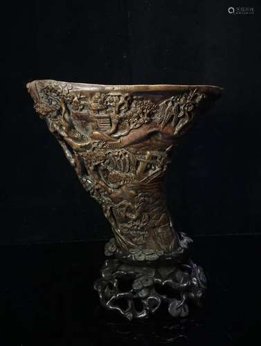 A Chinese Carved Agarwood Chen Xiang Libation Cup