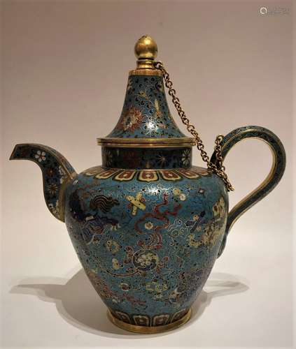 Cloisonne Enamel Gilt-Bronze Teapot With Mark