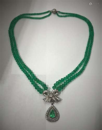 18kg Emerald Beads Necklace With Diamonds