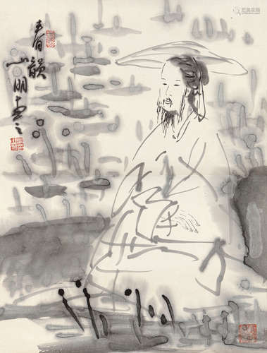 吴山明（b.1941） 春韵 镜片 水墨纸本