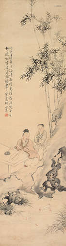 王素（1794～1877） 羲之爱鹅 立轴 设色纸本