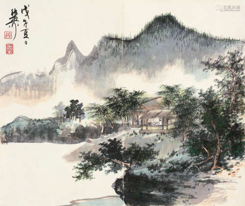谢稚柳（1910～1997） 戊午 1978年作 幽篁图 镜片 设色纸本