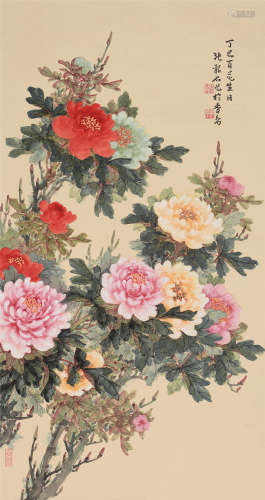 张韶石（1913～1991） 国色天香 立轴 设色纸本