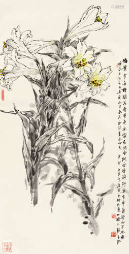陈永锵（b.1948） 甲申 2004年作 百合花 立轴 设色纸本
