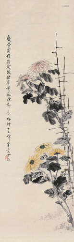 丁丙（1832～1899） 秋菊傲霜 镜片 设色纸本