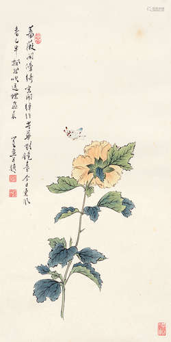 溥心畬（1896～1963） 蝶恋花 立轴 设色纸本