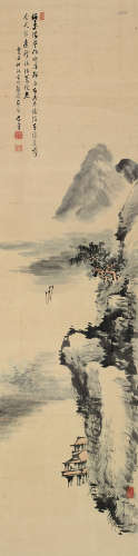 徐景祺 癸丑 1853年作 溪山雅居 立轴 设色纸本