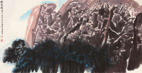邵声朗（b.1931） 1978年作 峡江小镇 镜片 设色纸本