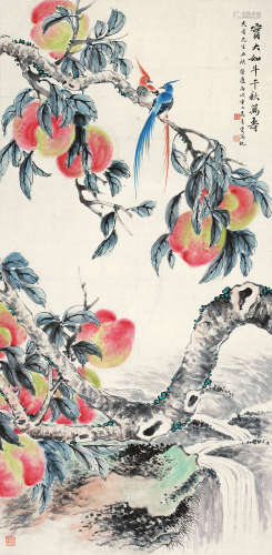 吴青霞（1910～2008） 丙戌1946年作 千秋万寿 立轴 设色纸本