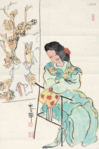 杨春华（b.1953） 仕女图 镜片 设色纸本