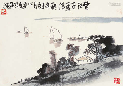 郭公达（b.1931） 辛未1991年作 楚江清秋 镜片 设色纸本