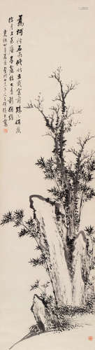 张熊（1803～1886） 1878年作 高柯怪石图 立轴 水墨纸本