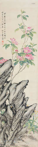 张兆祥（1852～1908） 甲辰1904年作 山花烂漫 镜片 设色绢本