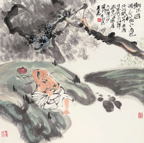 王涛（b.1943） 己丑2009年作 纳凉图 立轴 设色纸本