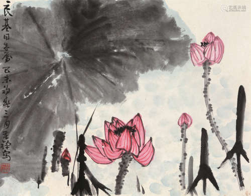 李苦禅（1899～1983） 己未1979年作 荷香 镜片 设色纸本
