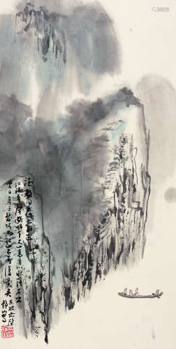 吴静山（b.1943） 赤壁夜游 镜片 设色纸本